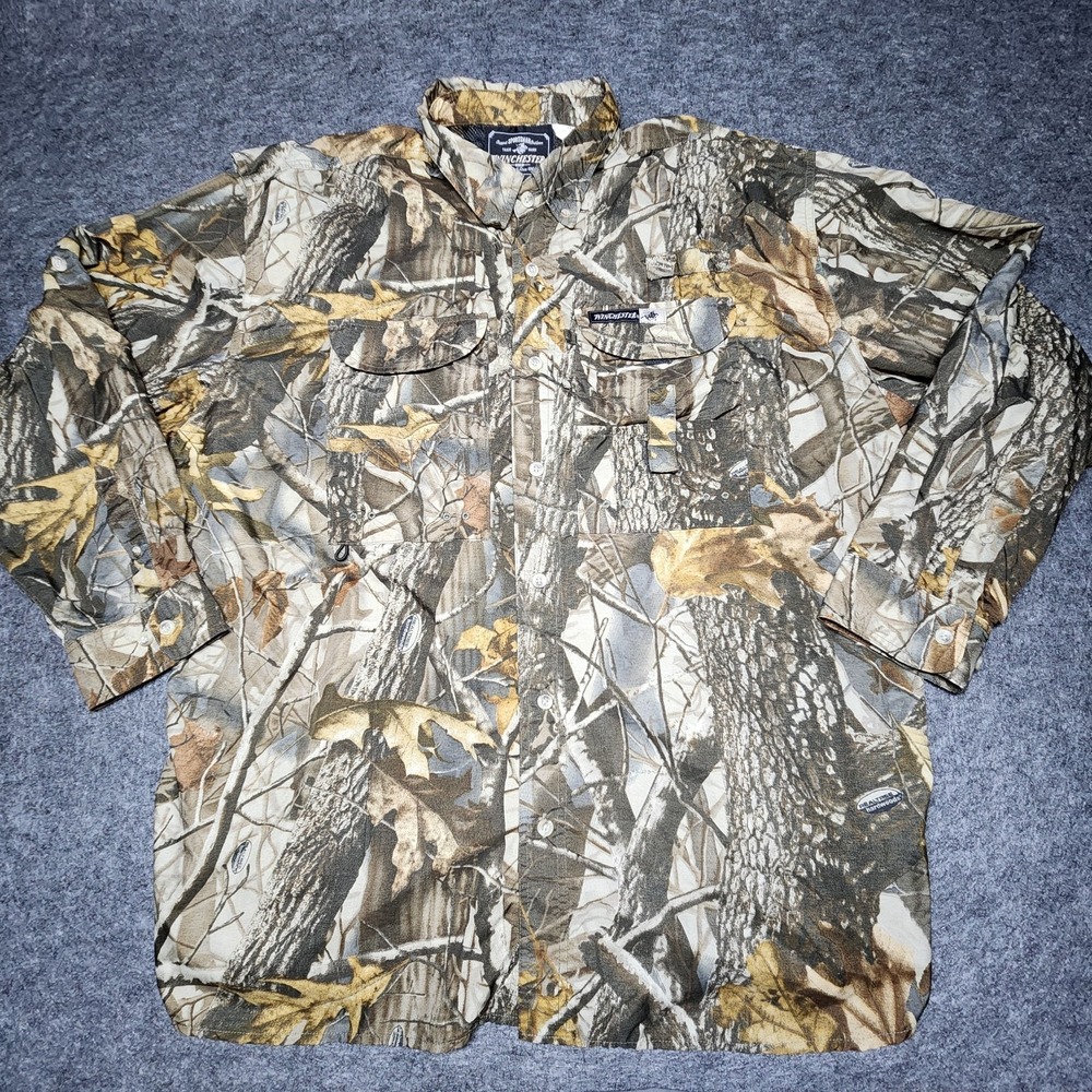 Winchester Mens Realtree Camo Vented Lightweight Fishing Hunting Shirt XXL